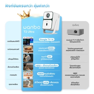 [BESTSELLER] Wanbo T2 Ultra 500 ANSI Projector โปรเจคเตอร์ พกพา การป้องกันการสั่น Google TV 14 การอัพเกรดที่ครอบคลุม