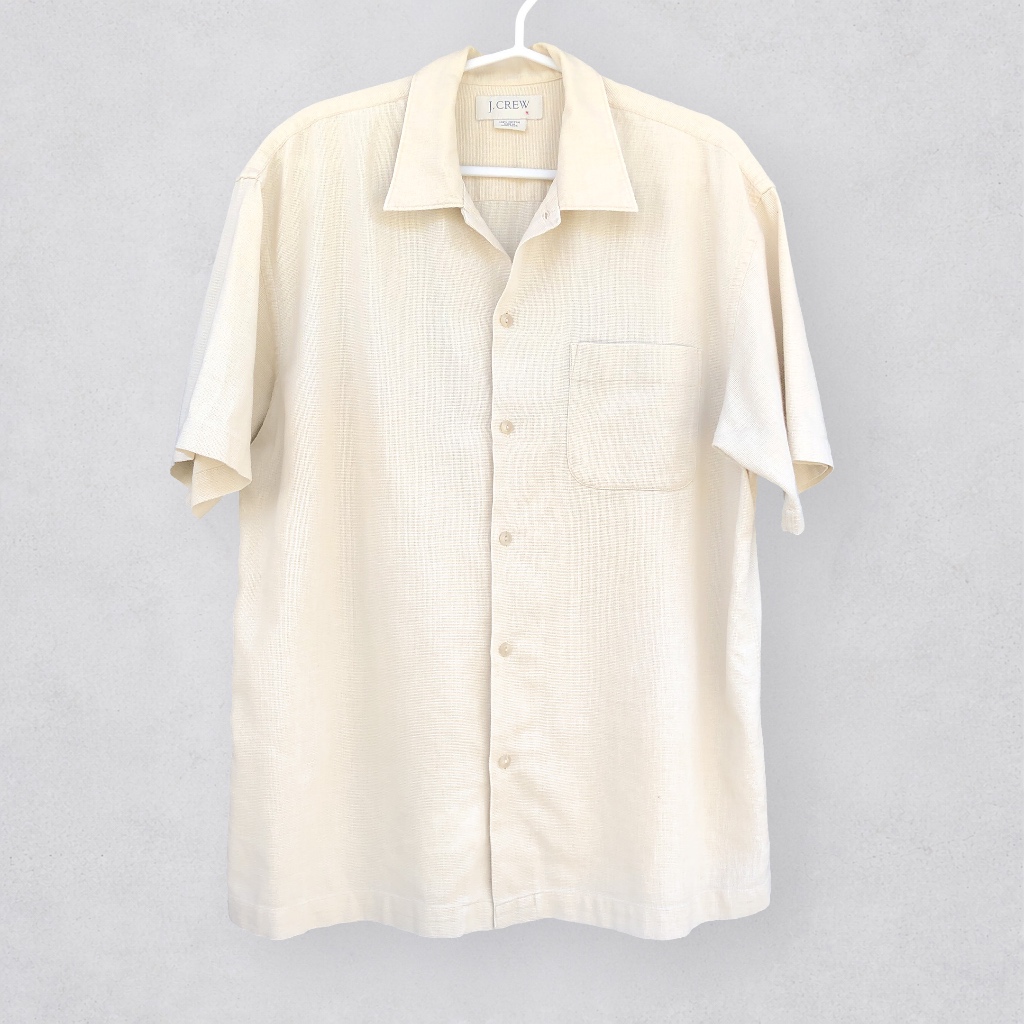 1990 VINTAGE J.CREW SHORT-SLEEVE BUTTON-DOWN SHIRT 23/28"