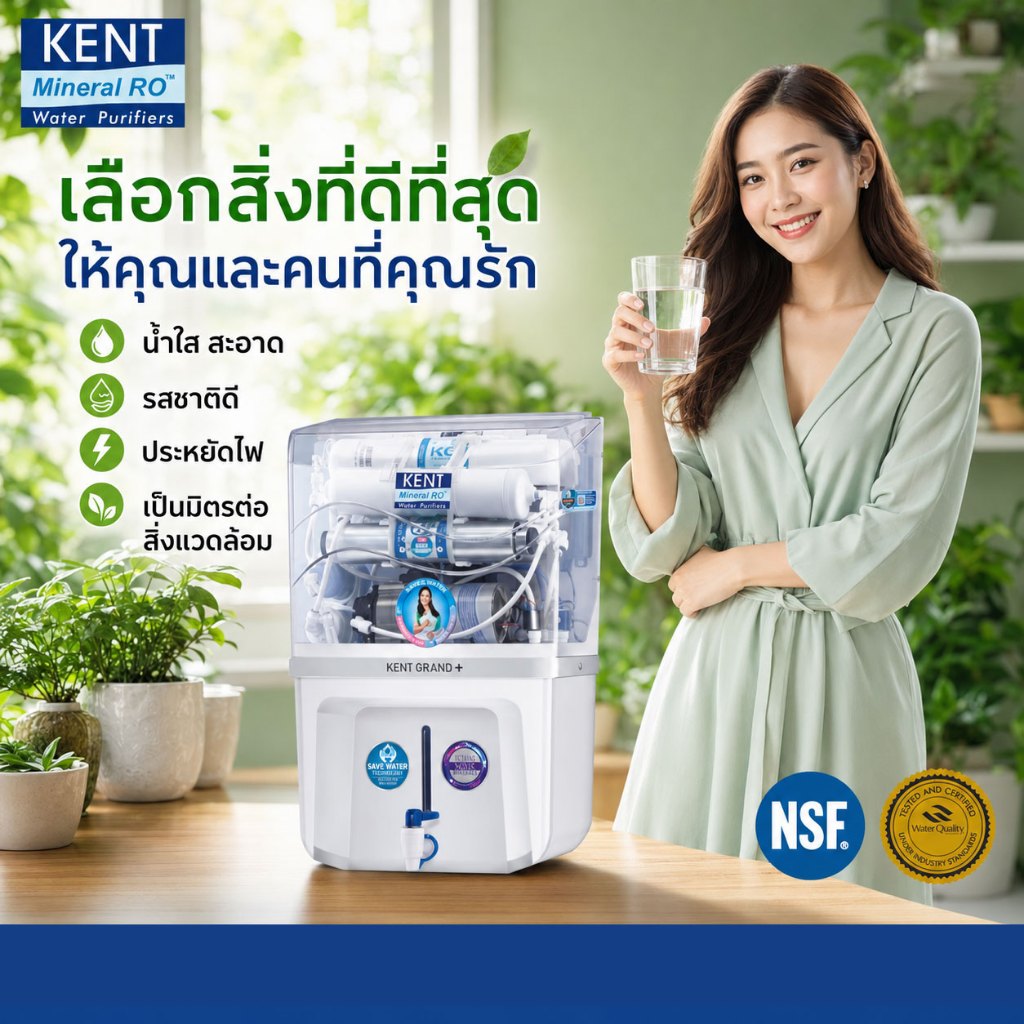 Dr. Green Energy เครื่องกรองน้ำแร่ RO 7 ขั้นตอน (Double RO+UF+UV+TDS Control+UV in Tank)KENT GRAND+ 