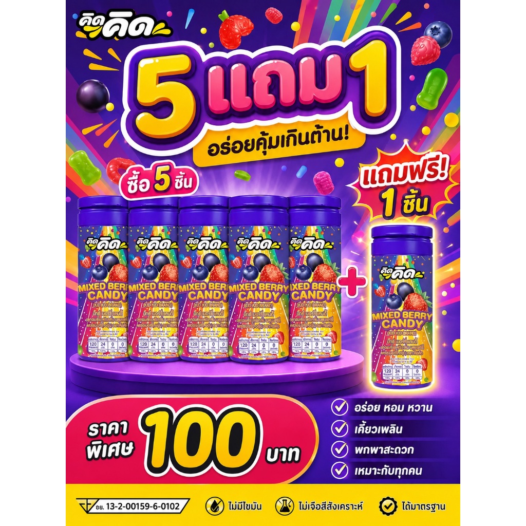 คิคคิด มิกซ์เบอร์รี่ แคนดี้ (Kid Kid Mixed Berry Candy)