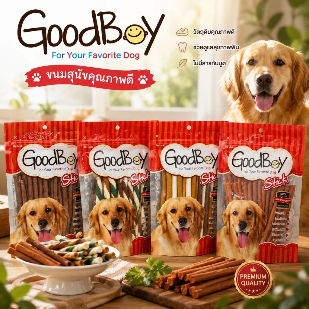stick ขนมสุนัข good boy เส้นนิ่ม 250 กรัม