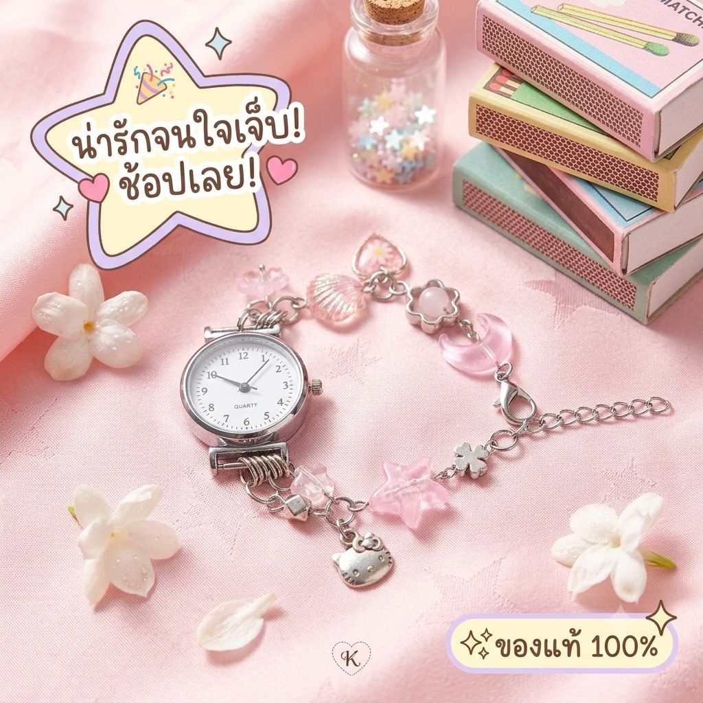 ❤️พร้อมส่ง ❤️นาฬิกาลูกปัดแฮนด์เมด ดีไซน์ไม่ซ้ำ! ใส่เองก็น่ารัก เป็นของขวัญก็อบอุ่น 💝 งานหมดไวมาก (มีของแถมให้)