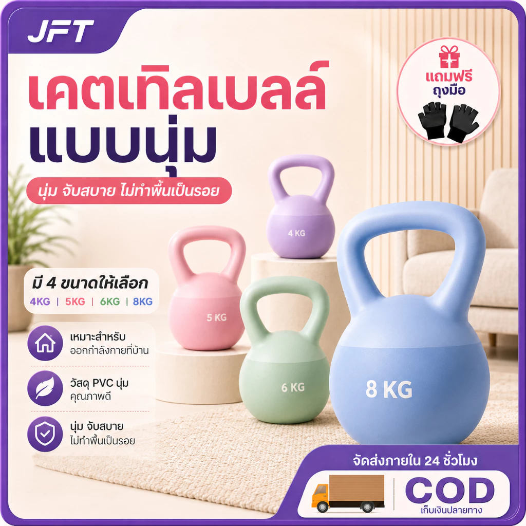 4/6/8KG เคตเทิลเบลล์แบบนุ่ม kettlebell วัสดุพีวีซีนุ่ม ดัมเบลยกน้ำหนัก เคตเทิลเบล ดัมเบลยกน้ำหนัก Sport ออกกำลังกาย