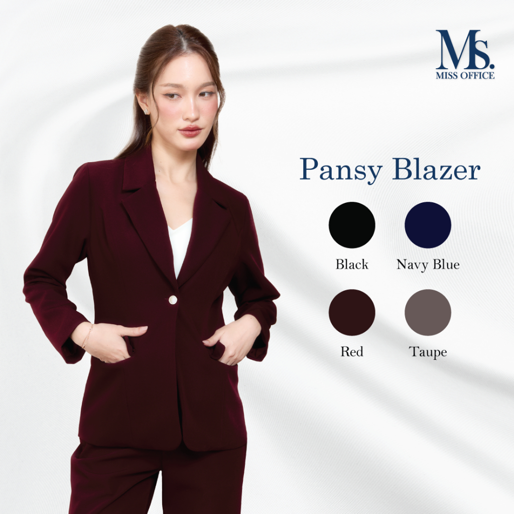 Miss Office เสื้อสูปปกเทเลอร์กระดุม 1 เม็ด (Pansy Blazer) (MB-069)