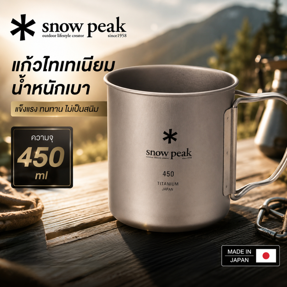 Snow Peak Titanium แบบเดี่ยว / แบบคู่ Cup 450 ml