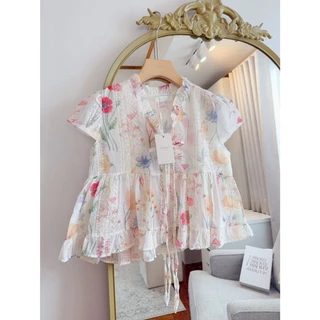 ป้าย Sherbet เสื้อคอวีแขนสั้นผ้าคอตตอนปักลาย อก 38 นิ้ว ยาว 20 นิ้ว