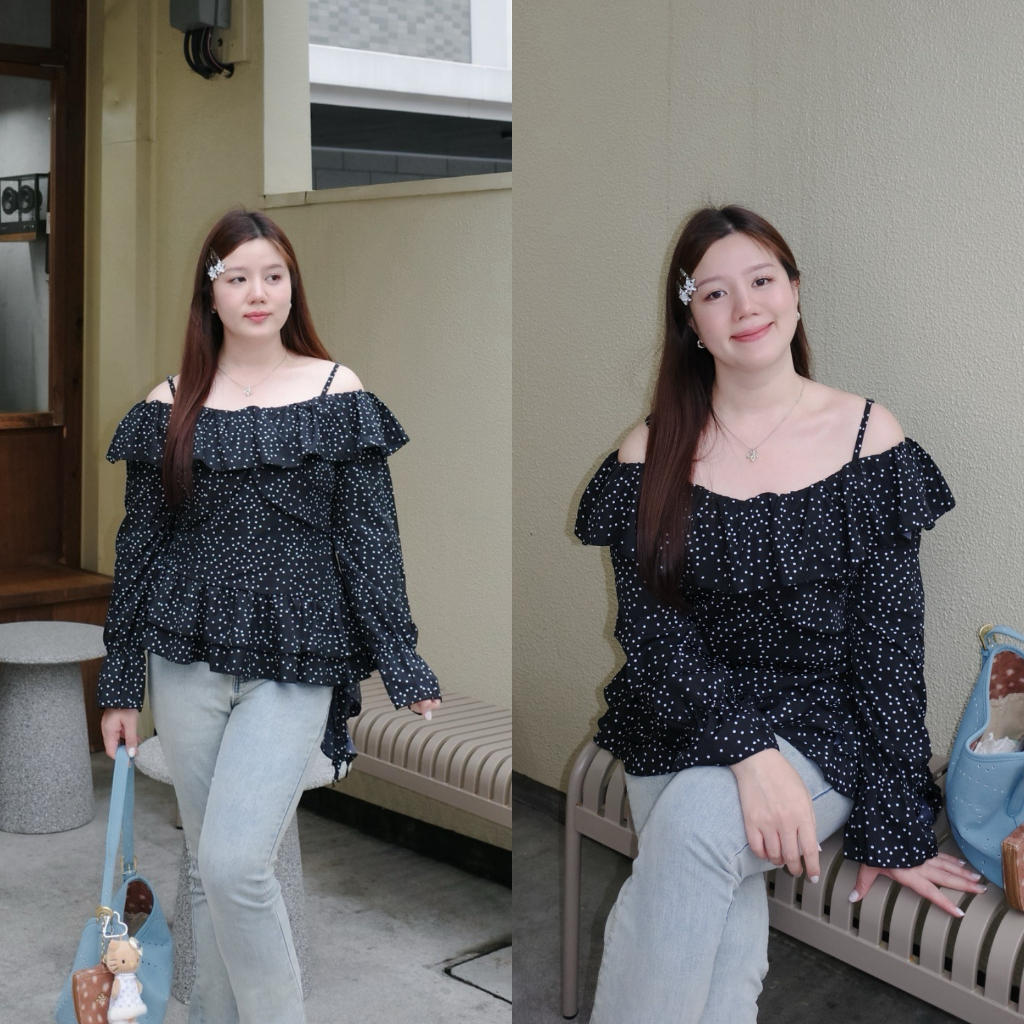 ( อกถึง 44") Polka Darling Top เสื้อสาวอวบ