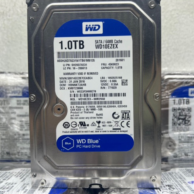 hdd pc wd blue 1000gb wd 1 tb wd10ezex  sata 6.0g 7200rpm ขนาด 3.5 สภาพ 99% ไม่ติดสี ไม่ติดแบด