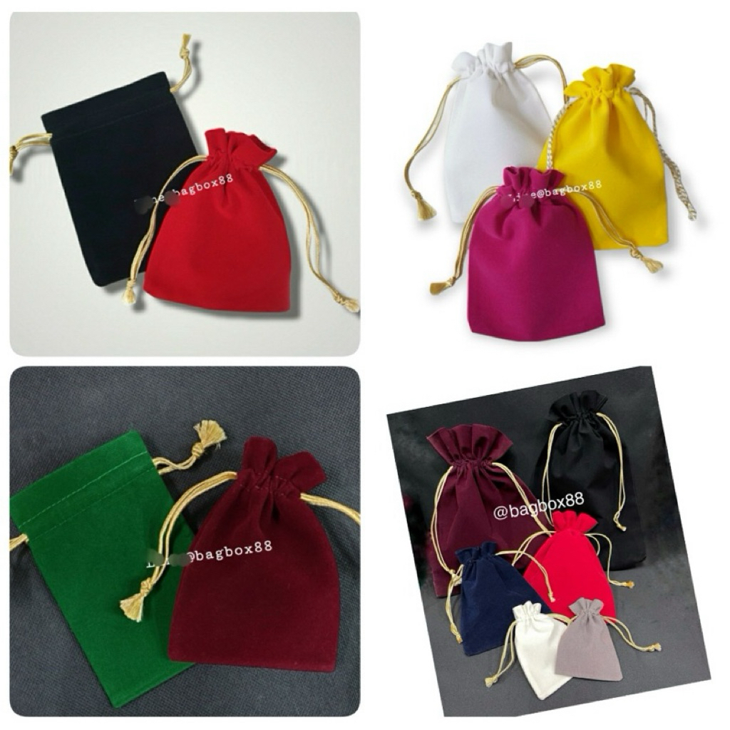 (1ห่อมี10ใบ) ถุงกำมะหยี่รูดเชือกไหมสีทอง,เงิน มีหลายขนาด ใส่เครื่องประดับ ใส่ของมงคล ใส่ของต่างๆ