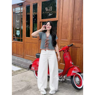 เสื้อผูกหน้าผ้าฝ้ายแต่งกุ้น