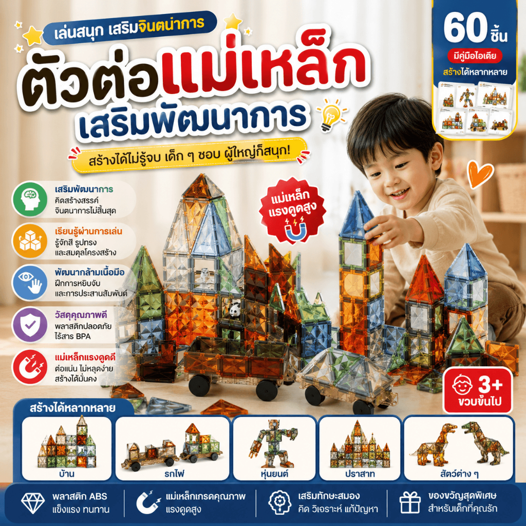 Magnetic 🧲🏰 ตัวต่อแม่เหล็ก Magnetic Tiles ชุด Nature Colors