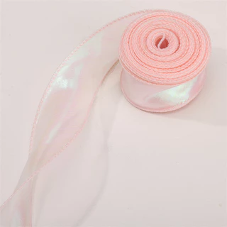 ริบบิ้นไนลอนสีรุ้งลายหางปลามีขอบลวด กว้าง 4cm สำหรับห่อดอกไม้ ห่อของขวัญ ตกแต่งเค้ก งานแต่งงาน และงาน DIY