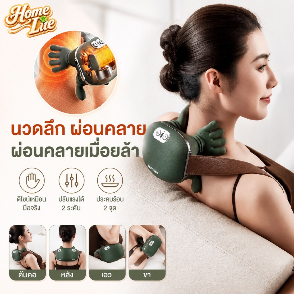 เครื่องนวดไหล่และคอ เครื่องนวดคอ 12D อัตโนมัติ หัวนวด 6 หัว นวดคอ/บ่า/ไหล่/ขาเครื่องนวดคอไหล่ เครื่องนวดคอ Massager Neck