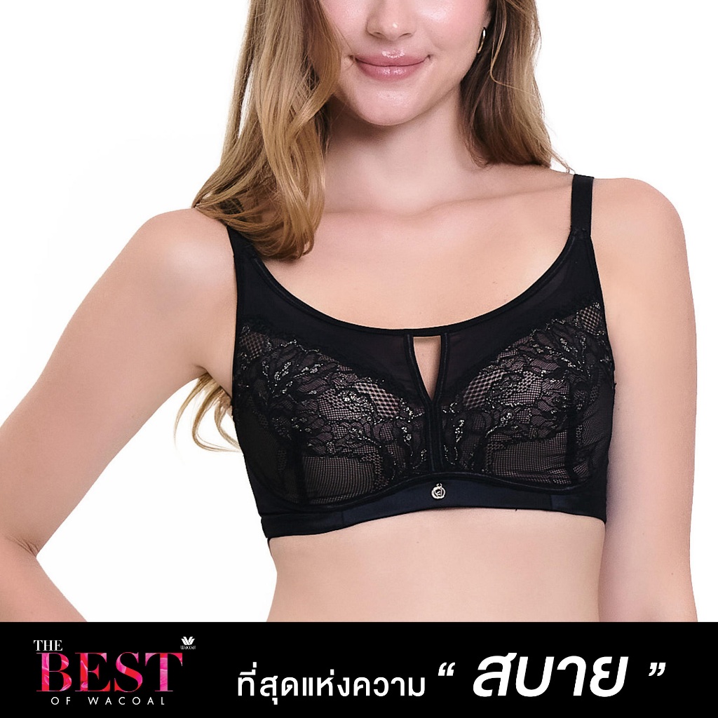 Wacoal Curve Diva บราไร้โครงเก็บกระชับ สาวคัพใหญ่ รุ่น WB7551 สีดำ (BL)