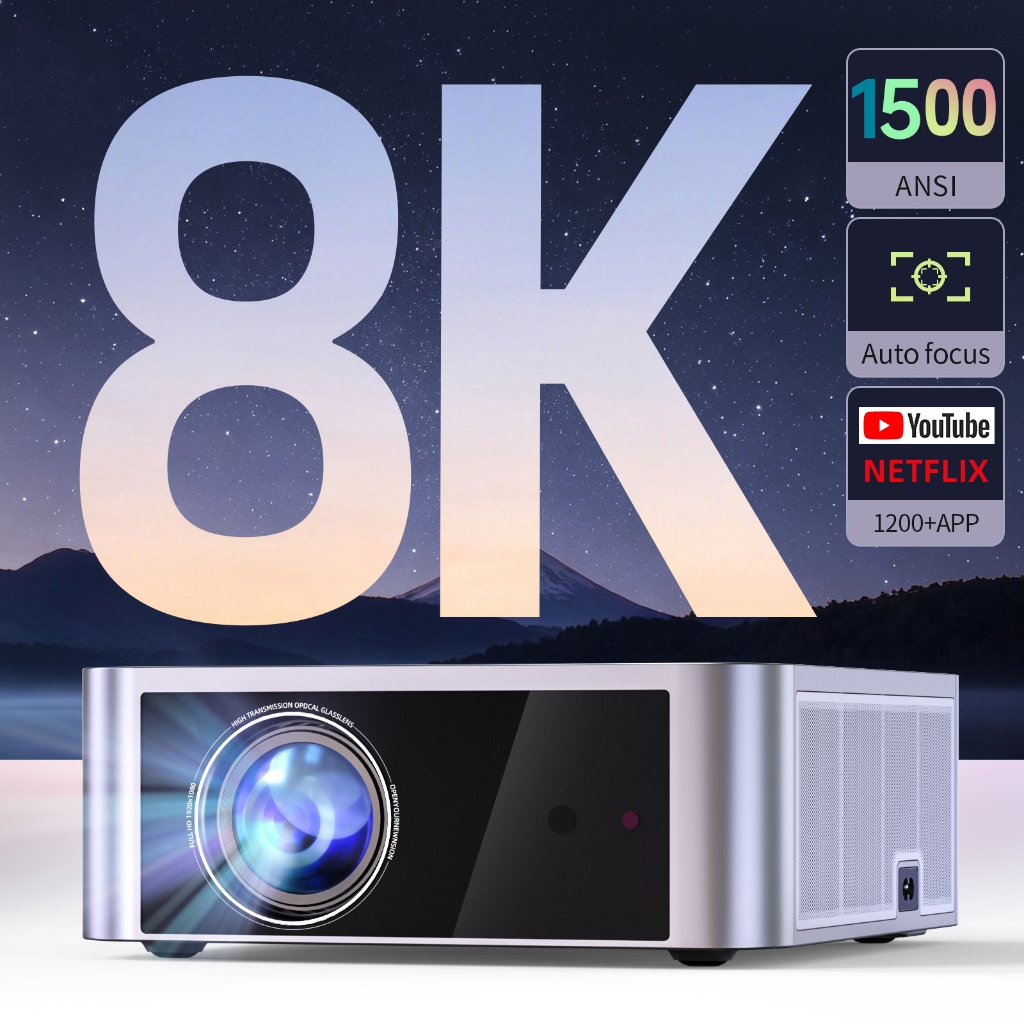 Fintex Max โปรเจคเตอร์ 1500ANSI 8K UHD โปรเจคเตอร์ เชื่อมต่อ wifi bluetooth projector การฉายภาพอัจฉร