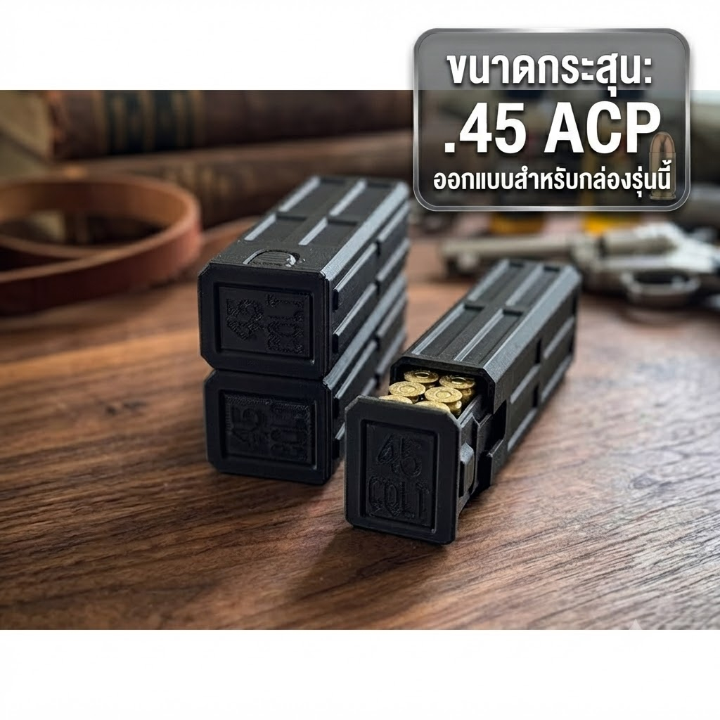 กล่องเก็บกระสุนซ้อนได้ ขนาด .45 (ความจุ 20 นัด และ 50 นัด)