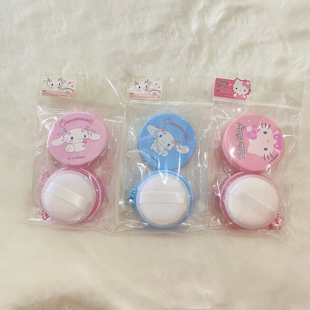 ตลับแป้งฝุ่นพร้อมพัฟ ลาย Sanrio Kitty Cinnamoroll ลิขสิทธิ์แท้ Moshi Moshi