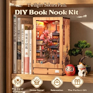 CUTEBEE BJAA402 Twilight Sakura Machi โมเดลไม้ DIY 3D ถนนเก่าเกียวโต พร้อมไฟ LED ของขวัญญี่ปุ่น