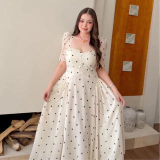 Lady M | Mon Cherie Dress plussize เดรสยาวลายจุด ลุคเจ้าหญิง ลุกคุณหนู สาวอวบ พลัสไซส์ Everydaylook ใส่ออกเดท ปาร์ตี้