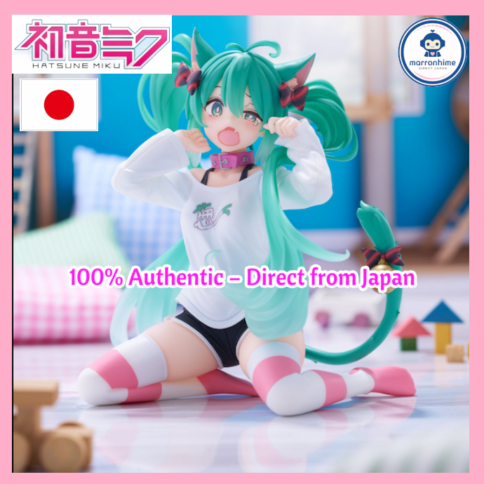 Taito Hatsune Miku Desktop Cute Figure Cat Ear T-Shirt Ver Anime PVC New