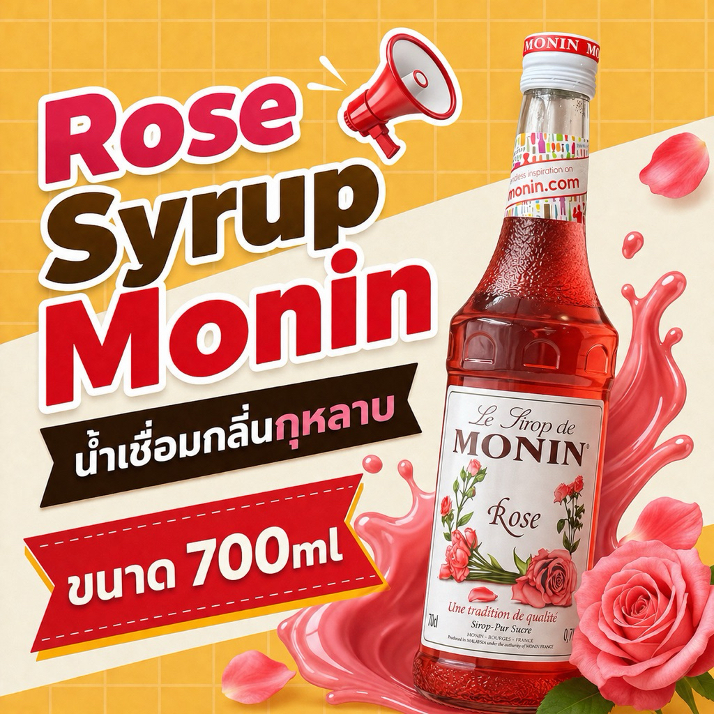 Rose Syrup Monin 700ml | น้ำเชื่อมกลิ่นกุหลาบ ตราโมนิน