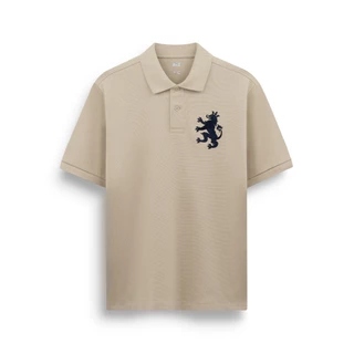 AIIZ เสื้อโปโลผู้ชายผ้าปิเก้ ปักสิงห์ Men's Big Lion Pique Polo Shirt