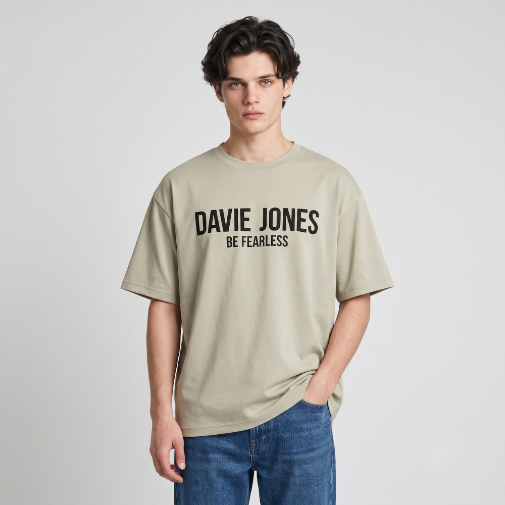 DAVIE JONES تيشيرت رجالي واسع بالشعار — صورة 6