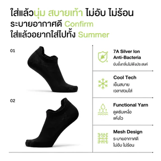 ECOISM ถุงเท้าผู้ชาย ถุงเท้าข้อสั้น ผ้าฝ้ายคอมบ์ ผสมไลคร่า ระบายอากาศ ดูดซับเหงื่อ ไม่หลุดง่าย