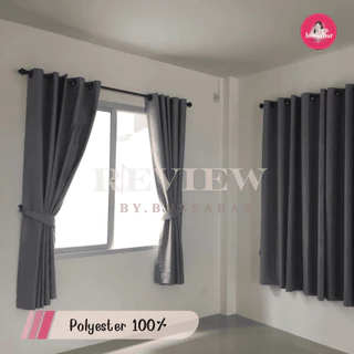ผ้าม่านตาไก่ กันแสง กันUV100% สีเทาเข้ม ผ้าม่านหน้าต่าง/ประตู กั้นห้อง ผ้าม่านทึบป้องกันแสงและเสียง