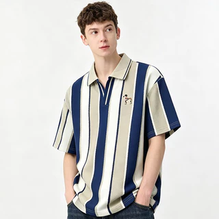 พร้อมส่ง เสื้อโปโลลายทางคลาสสิกสำหรับผู้ชาย