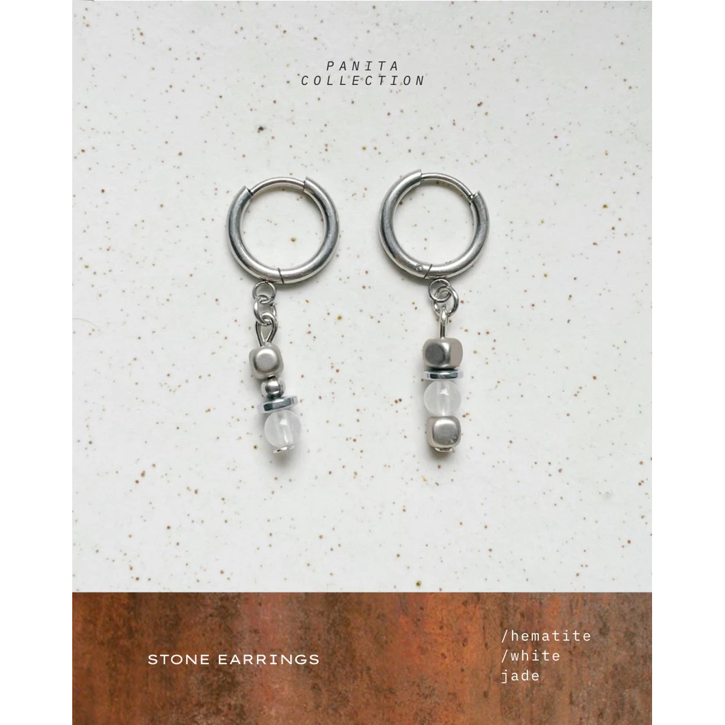 moraa - PATINA (Earrings stone) ต่างหูสแตนเลส ประดับหินธรรมชาติ