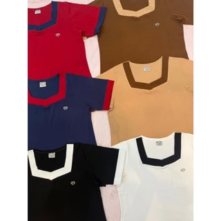 ย 17 เสื้อยืดคอห้าเหลี่ยมเย็บติดเหล็กสำหรับสาวอวบ ผ้าคอตตอนยูนิโคล่า