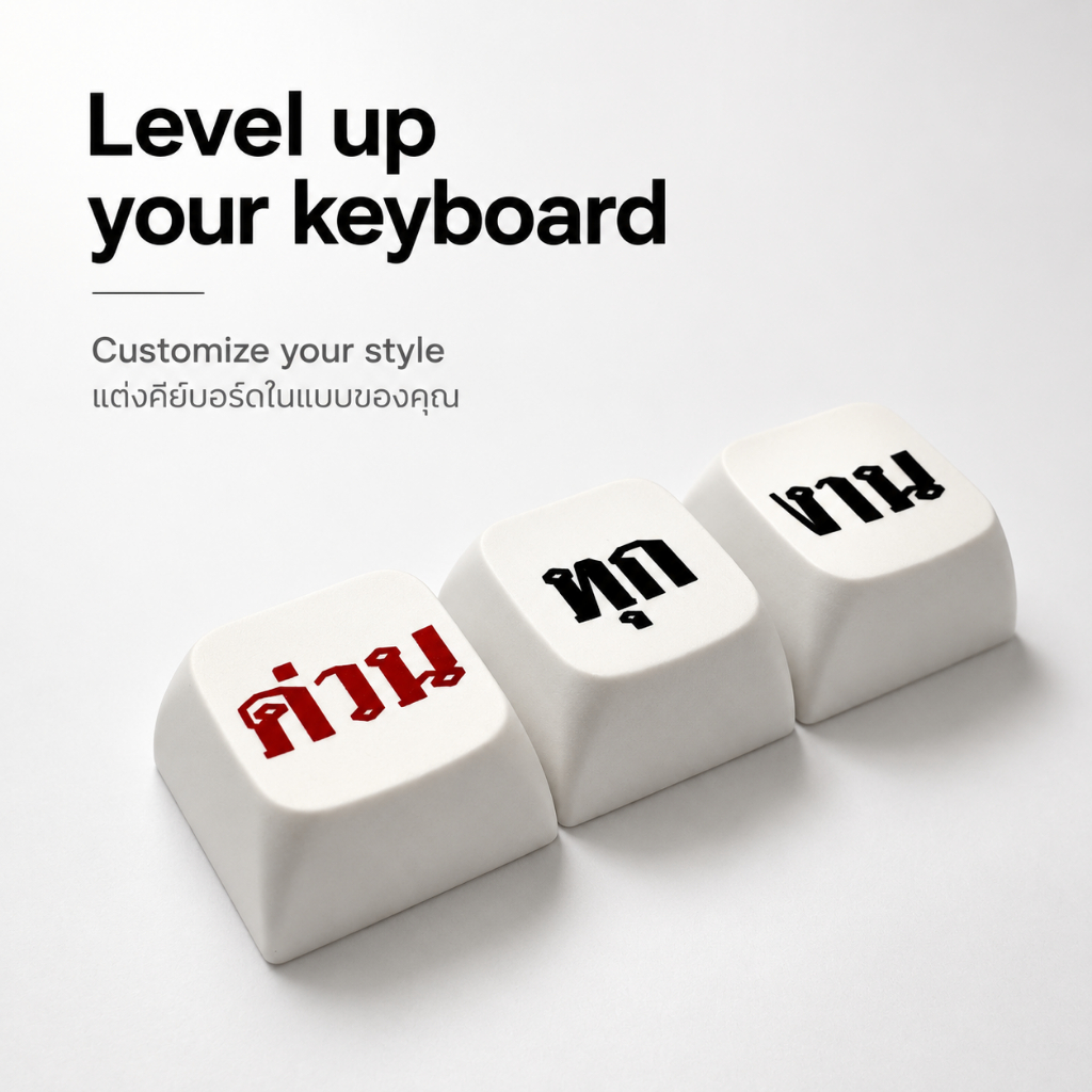 คีย์แคปแต่งคีย์บอร์ด ข้อความ “ด่วน ทุก งาน” 3 ปุ่ม สำหรับ Mechanical Keyboard
