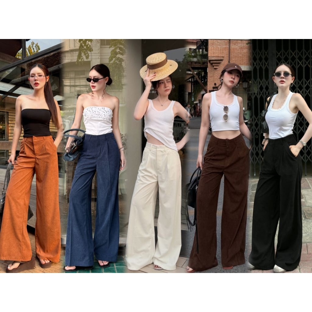 SUMMER PANTS กางเกงขากระบอกใหญ่ ผ้าลูกฟูก