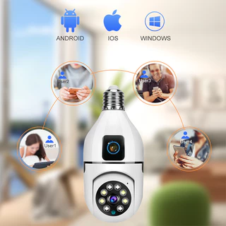 V380 PRO กล้องหลอดไฟสองเลนส์ WiFi 8MP ภายใน AI ติดตามคน สนทนาสองทาง ภาพสีกลางคืน หมุน360° เฝ้าบ้าน ห้องเด็ก สัตว์เลี้ยง