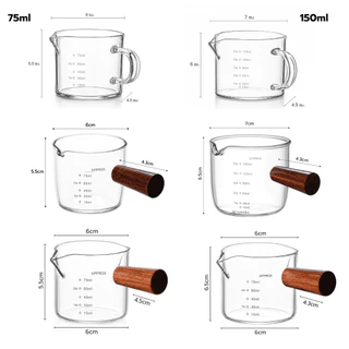 แก้วตวงนม แก้วชอตตวงนม Measuring Cup แก้วทนความร้อน มีให้เลือก 75ml และ 150ml ตวงส่วนผสมได้อย่างแม่นยำ Simple Kitchen