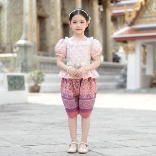 ชุดไทยเด็ก รุ่นเสื้อ+โจงกระเบนผ้าฝ้ายลายไทย **ไม่รวมเครื่องประดับ**