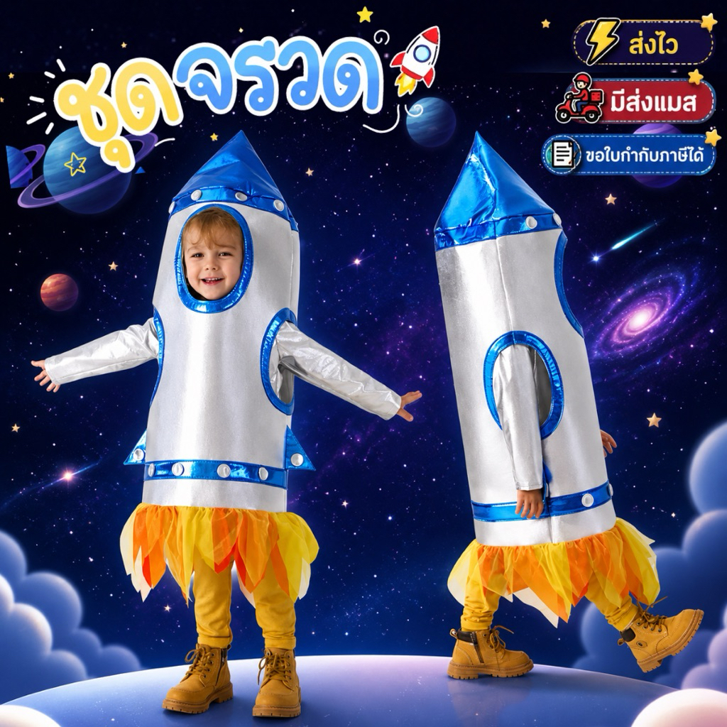 มีส่งทันที จาก กทม ชุดจรวด เด็ก ไม่รวมชุดด้านใน ชุดแฟนซี Rocket Costume อวกาศ ชุดวันวิทยาศาสตร์