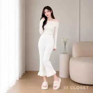 กางเกงขายาว 6 ส่วน lll Freesize lll PW601 เอวยาวยืด มีขอบเอว ปลายขาระบาย เนื้อผ้าวูลเวฟ ผ้ายืดนิ่ม ทิ้งตัวสวย ใส่สบาย