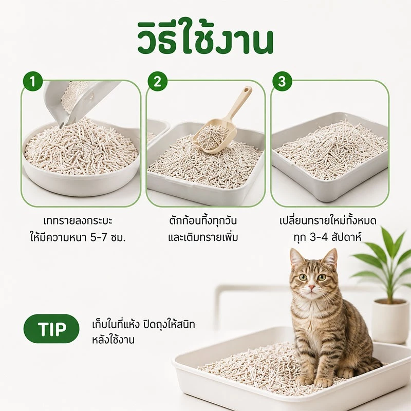 ทรายแมวเต้าหู้ ทรายแมว 6 ลิตร ผลิตจากกากถั่วเหลืองธรรมชาติ ไม่ติดเท้า สินค้าคุณภาพ ปลอดภัย thumbnail 6