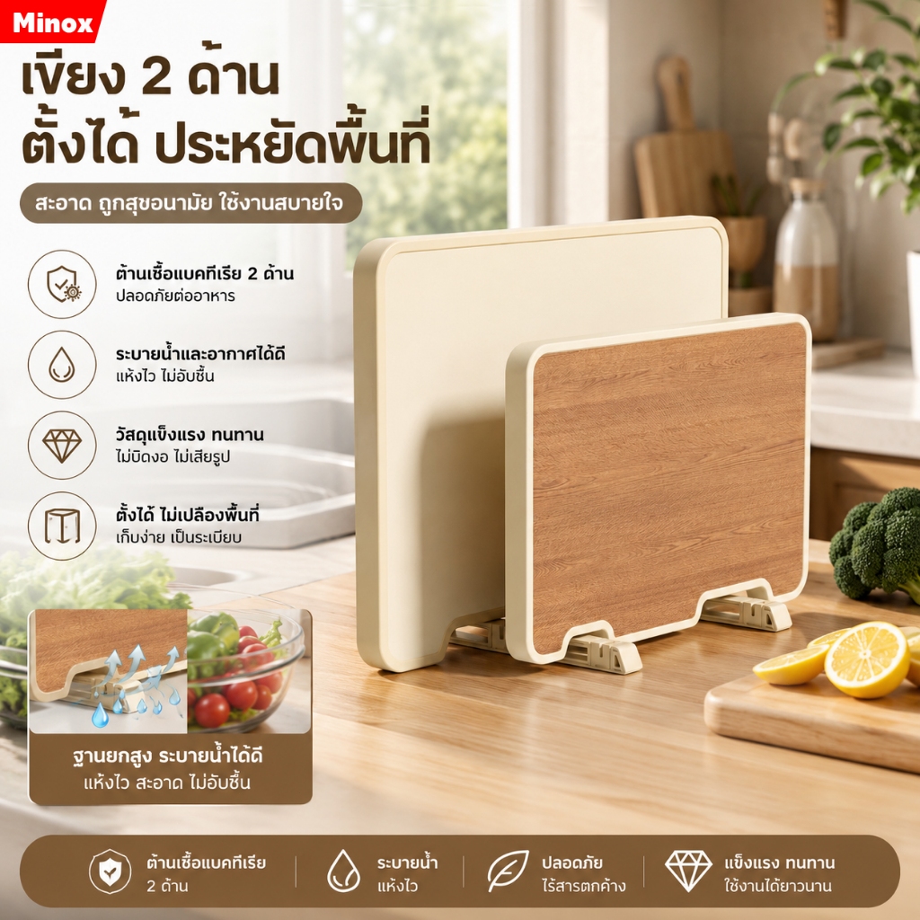 ไม้เนื้อแข็งเขียงคณะกรรมการบ้านสองด้านสำหรับสแตนเลสหนาจันทน์ไม้คณะกรรมการเหนียวป้องกันเชื้อราครัวตัด