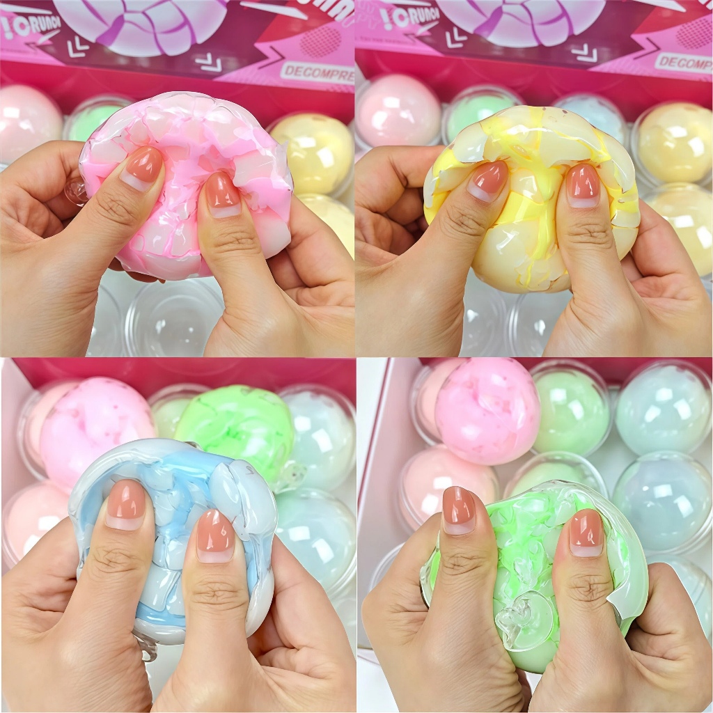 ลูกสกุชชี่เปลือกกรอบทำมือ รสมินต์ ช็อกโกแลตดำ มัทฉะ นุ่มมาก ลูกแว็กซ์คลายเครียด ปลดปล่อยอารมณ์ มีเสียงตอบสนองเวลาบีบ