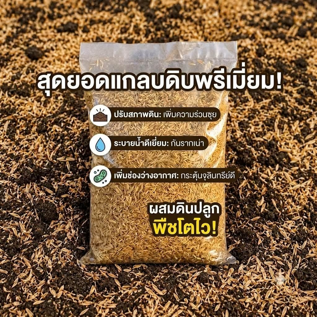 แกลบดิบธรรมชาติ100%คุณภาพดีผสมดินปลูก
