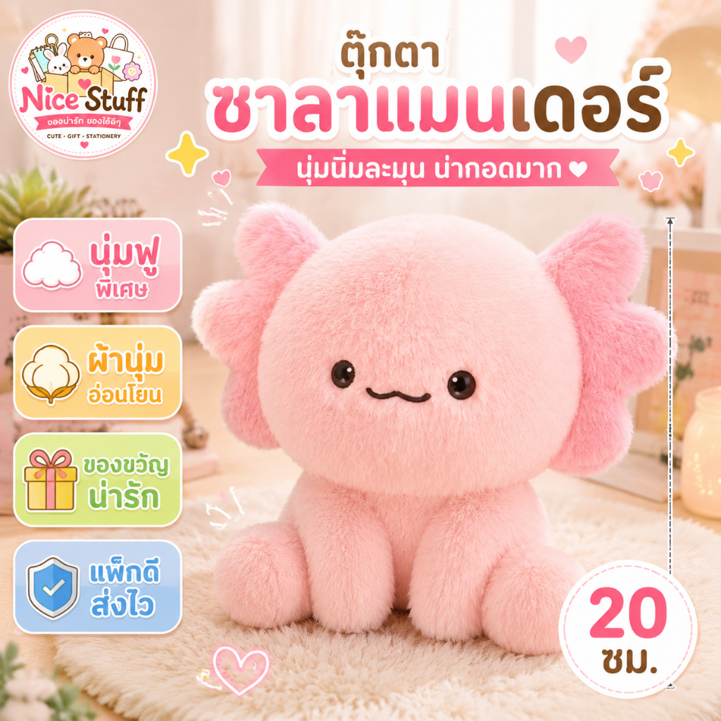 ตุ๊กตา Companion ตุ๊กตา Salamander Kawaii เครื่องประดับตุ๊กตาตุ๊กตา Super Soft น่ารัก Axolotl ตกแต่งบ้าน
