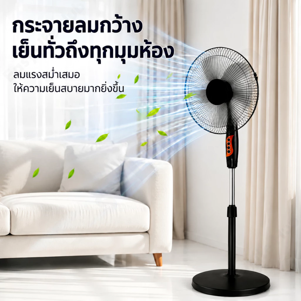 พัดลมตั้งพื้น พัดลม 16นิ้ว พัดลมไฟฟ้า ปรับความแรงลมได้ 3 ระดับ thumbnail 4