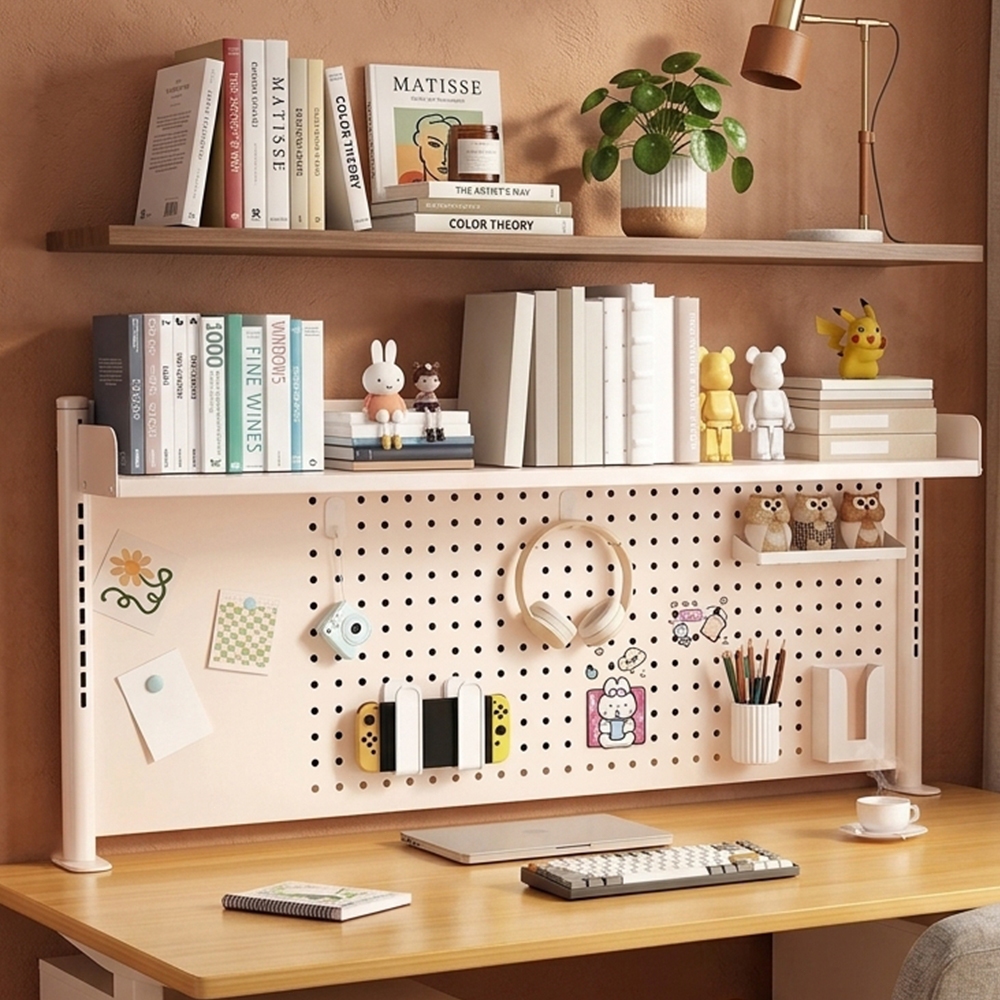 ชั้นวางของบนโต๊ะเหล็ก Pegboard 2/3 ชั้น ประหยัดพื้นที่ จัดระเบียบโต๊ะทำงาน โต๊ะคอม โต๊ะเรียน