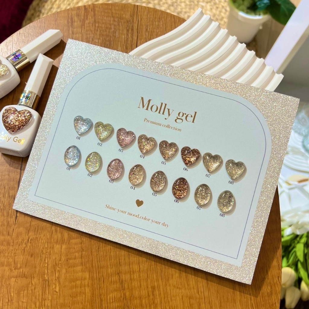 Molly MY08-32 Glitter Laser 8 สี พร้อมชาร์ต ชุดยาทาเล็บ