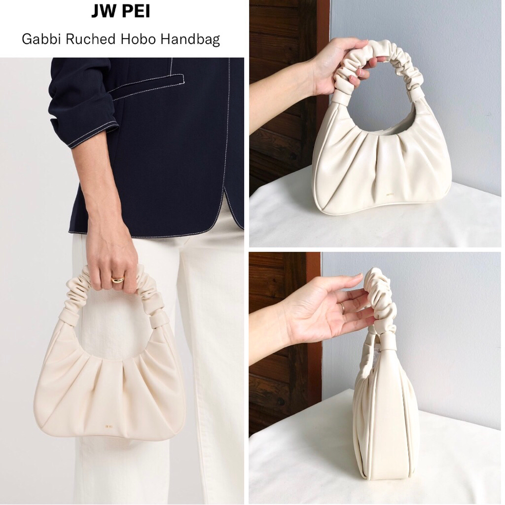 JW PEI Gabbi Ruched Hobo Handbag _ Ivory มือสองของแท้ 💯