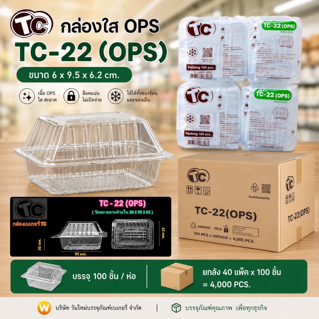 (ขายยกลัง)กล่องใสTC-22 OPS สวยใส บรรจุ 4000ใบ **สั่งออเดอร์ละ1ลังเท่านั้น***