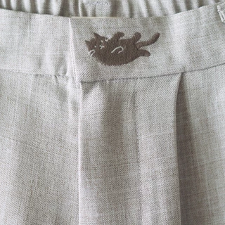 cat soup : belly up cat wide pants / กางเกงขาบานปักลาย ‘belly up cat’